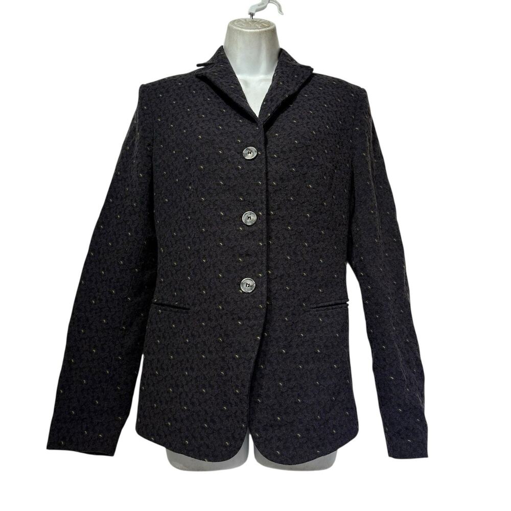 Novemb3r Alicia Textured Wool Blend Button Blazer Jacket Italy Size 42